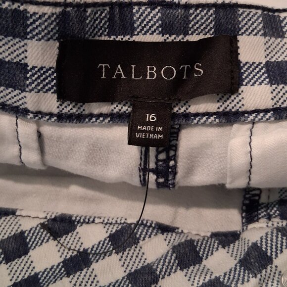 Talbots Denim A-Line Fancy Gingham Blue & White Skirt Women's Size 16/18 - Picture 2 of 14